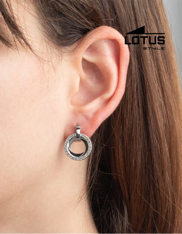 LOTUS STYLE STAINLESS STEEL EARRINGS 